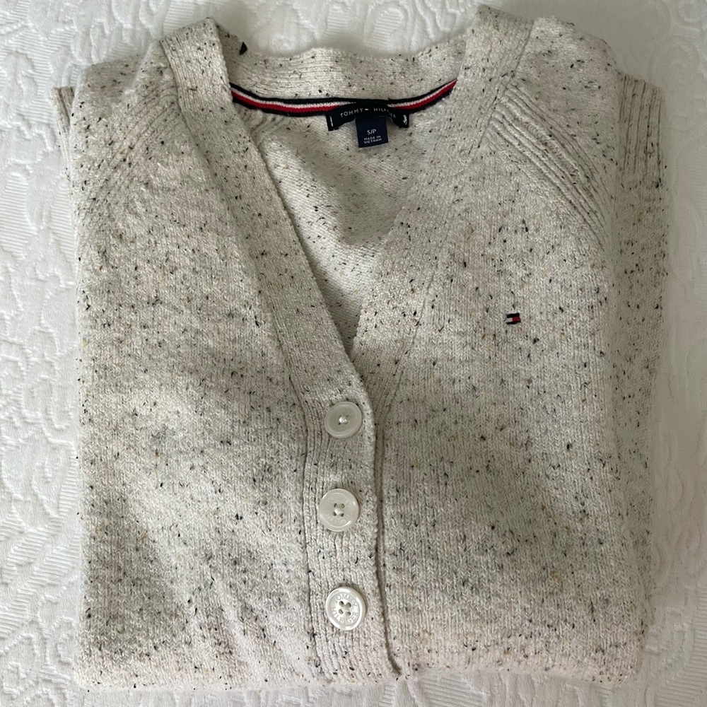 Tommy Hilfiger Women's Speckled Cream Cardigan NEW